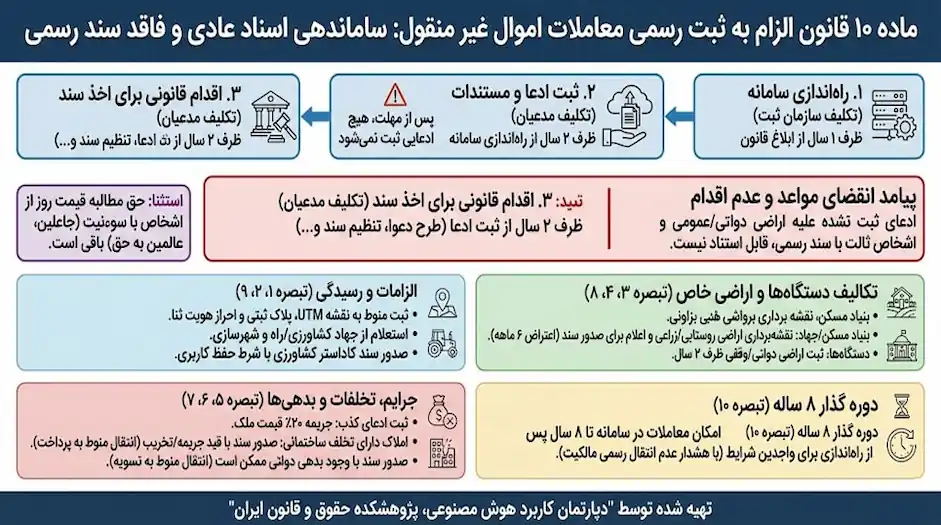 ماده 10 قانون الزام به ثبت رسمی اموال غیر منقول
