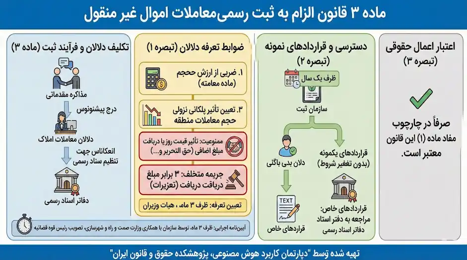 ماده 3 قانون الزام به ثبت رسمی اموال غیر منقول