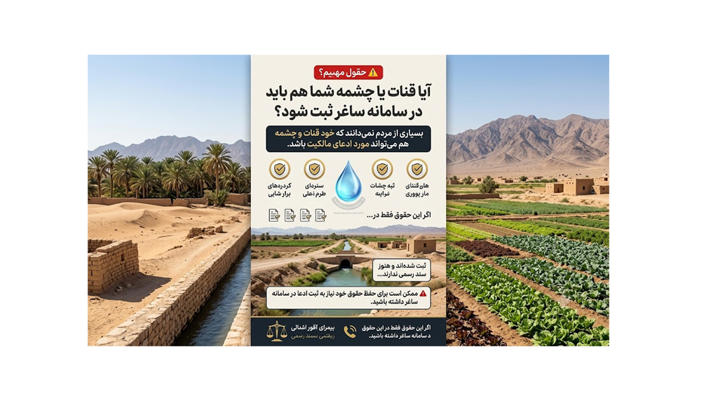 ثبت سند و ملک چاه های آب و قنات در سامانه ساغر