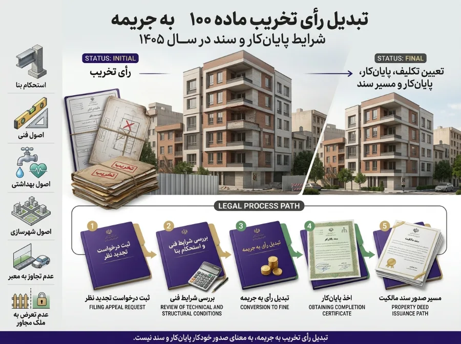 تبدیل رأی تخریب ماده ۱۰۰ به جریمه در ۱۴۰۵؛ شرایط پایان‌کار 5